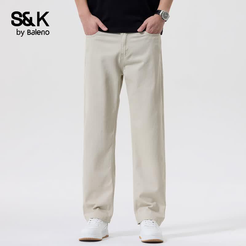 Baleno S&K Men's Pure Cotton Straight-Leg Casual Pants