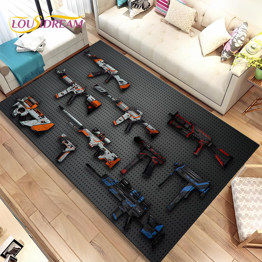 CS,USP,AK,M4,AWP,Gewehrpistolen-Patronengewehr-Bereichsteppich,Teppich für Zuhause, Wohnzimmer, Schlafzimmer, Sofa, Fußmatte, Dekor, rutschfeste Bodenmatte