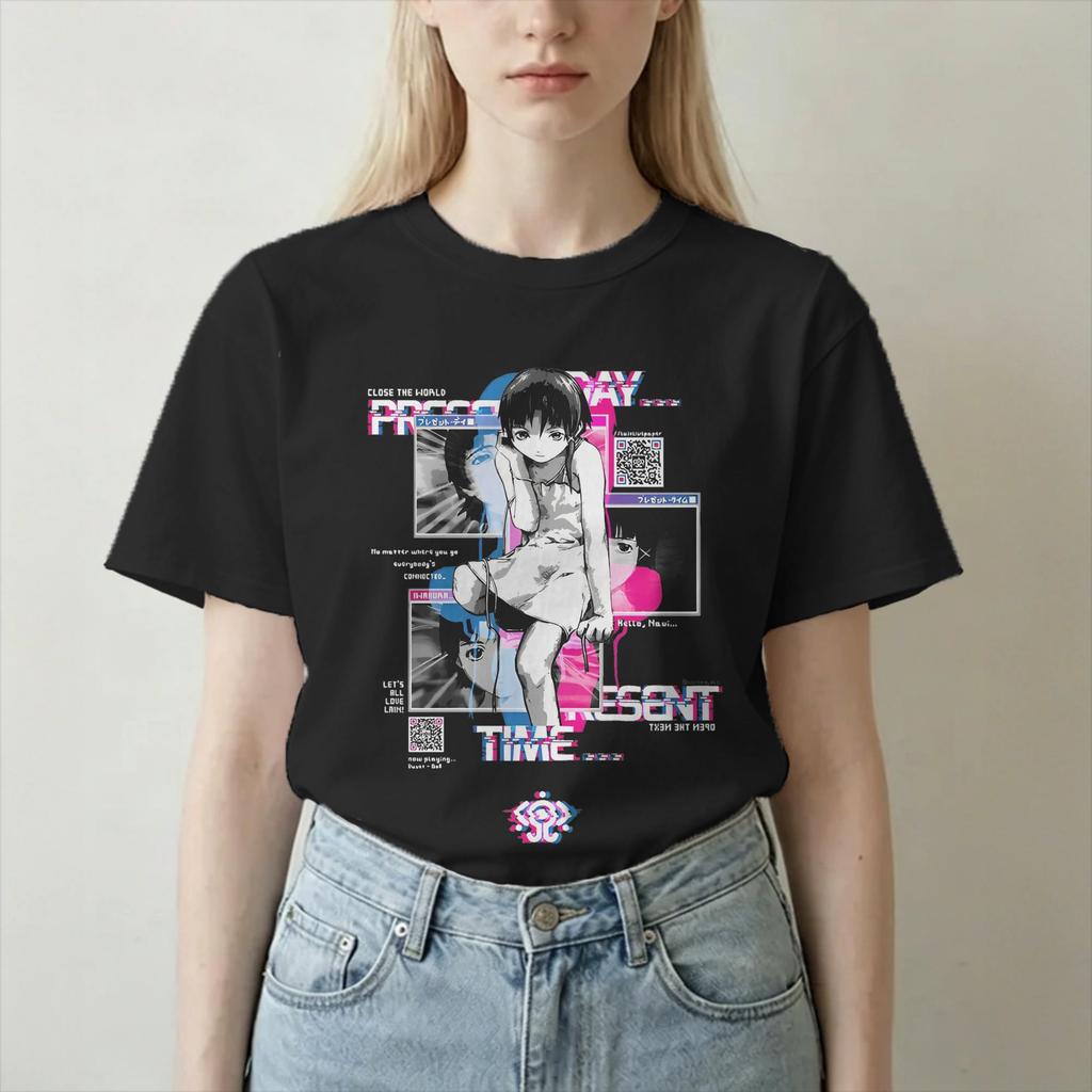 Lain Tshirts Unisex Unisex Serial Experiunisexts Lain Anime Aesthetic Humorous 100 Cotton Tee Shirt T Shirts Graphic Printed Clothes