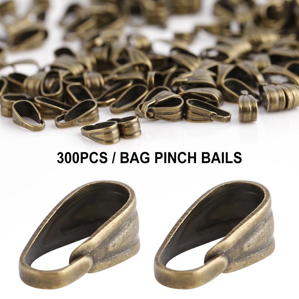 300Pcs Celsius Bag Pendant Connector Pinch Clips Clasps Snap Jewelry Findings Alloy Bails (Gold)