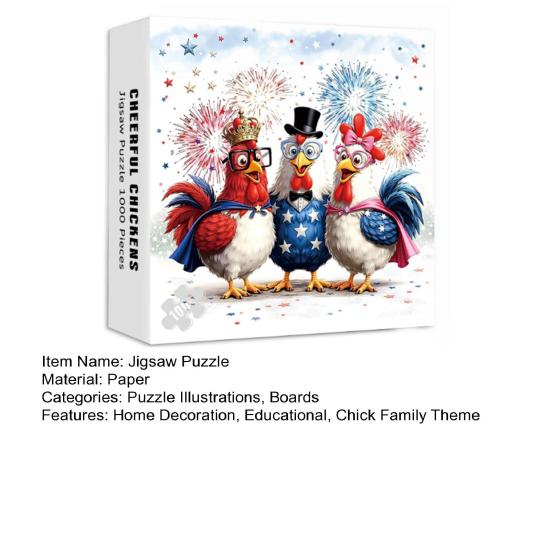 1000Pcs/Set Cheerful Chicken Jigsaw Puzzle Chick Family Puzzle Challenge Game Educational Paper Puzzle Toy Holiday Home Decoration