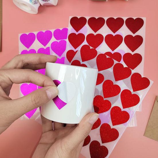 40 Stück Geschenk-Siegel-Siegel-Box-Aufkleber in Herzform, einfarbig, romantische Liebe, Jahrestag, Scrapbooking