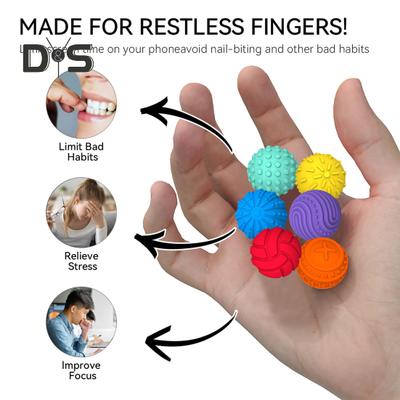 4/6 Stück magnetischer Sensorikball aus Silikon, tragbar, zum Abbau von Angst und Stress auf Reisen, bunter Ball für Kinder, Jugendliche und Erwachsene, beruhigender strukturierter Ball, Zappelspielzeug
