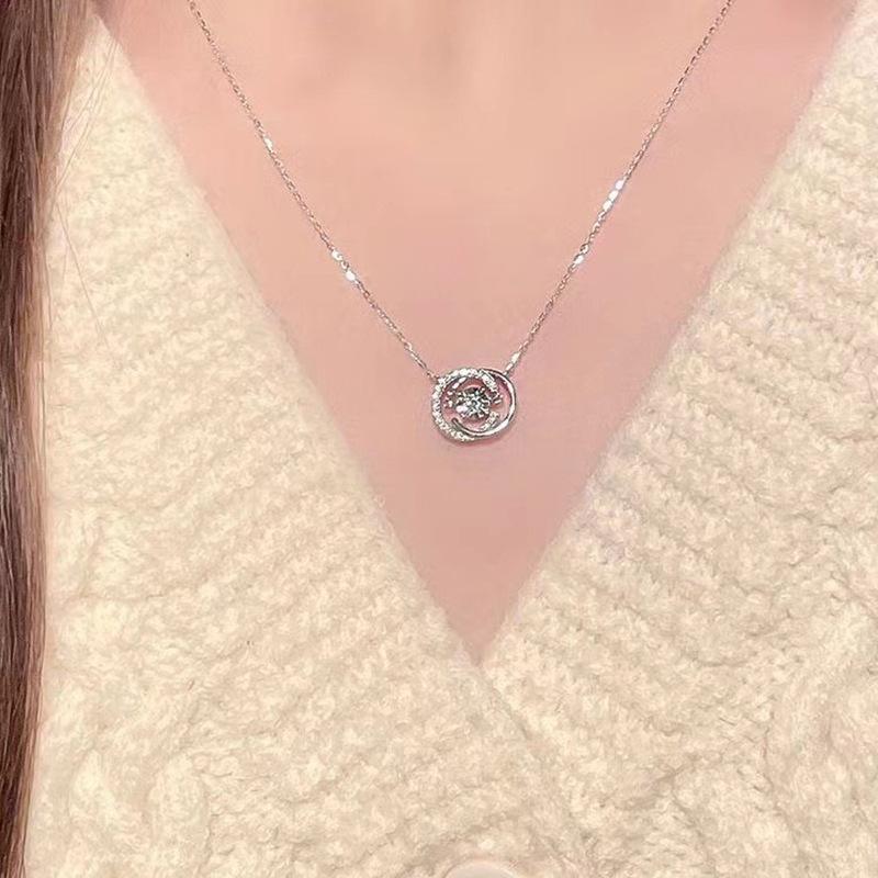 Smart Necklace Women'S Lamp Luxury Niche Premium Sense Double C Beating Heart Pendant Clavicle Necklace Girlfriend Birthday Gift