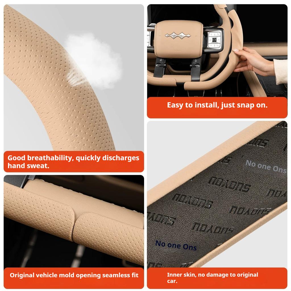 For BYD Leopard 5 Denza B5 Car Leather Steering Wheel Cover Universal All Seasons Interior Modified