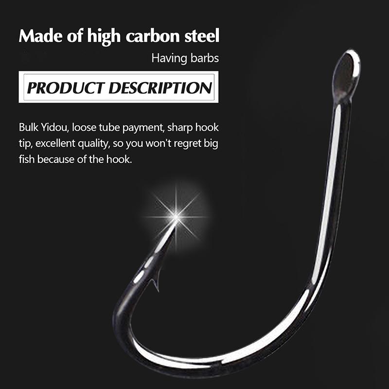 100Pcs Gold Iseini Fishing Hooks 100Pcs/Box Black Tube Payment Iseini Pressure Shank W/ Circle/Barbs
