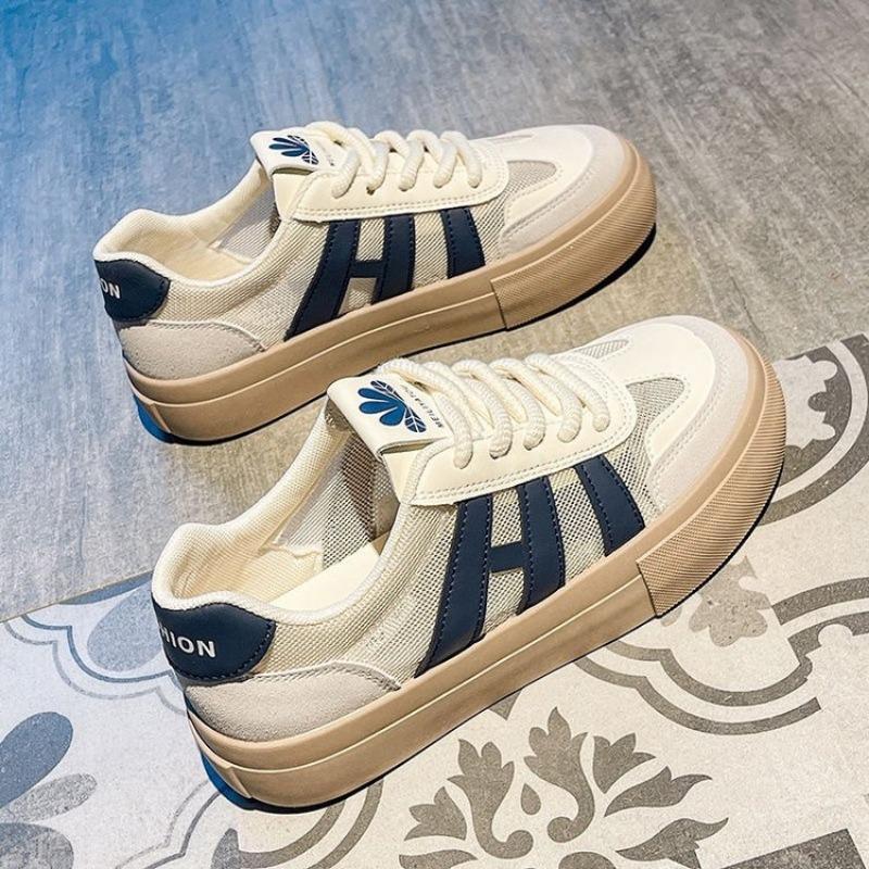 

Summer new trendy striped board shoes women s mesh breathable little white shoes thick-soled trendy women s shoes 35 синий