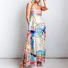 Summer Wind New Sexy Women's Clothing High Waist Printing Vacation Style Swinging Suspender Dress