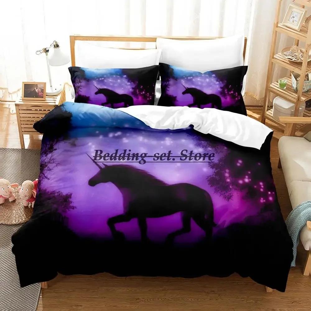Regenbogen Pferd Einzelhorn Bettwäsche Set Einzel Twin Full Queen King Size Bett Set Aldult Kid Schlafzimmer Duvetcover Sets Bettlaken Set