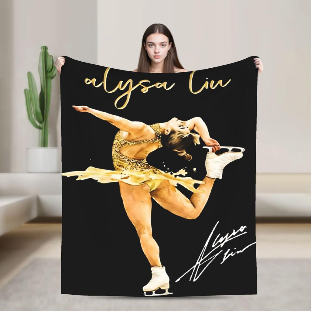 Alysa Liu American Figure Skater Blanket Flannel Throw Blanket For Sofa Home Soft Cozy Custom Quality Bedspread Present
