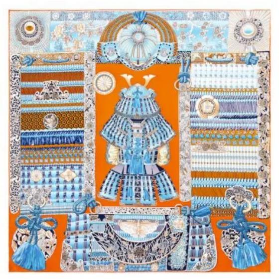 90CM Manual Hand Rolled Twill Silk Scarf Women Palace Guards Square Scarves Echarpes Foulards Femme Wrap Bandana Hijab