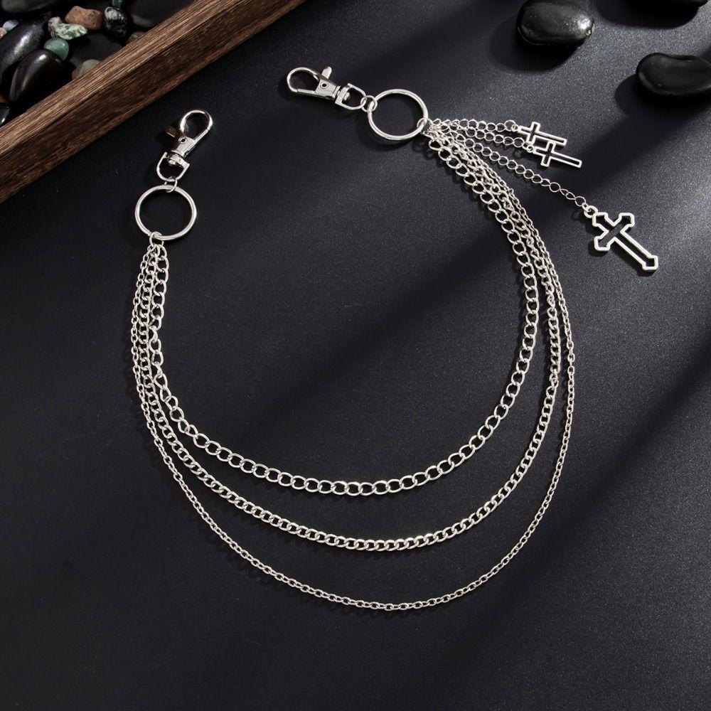 Zinc Zinc Zinc Alloy Star Pendant Pants Chain Pearl Metal Waist Chain Cool Bag Chain  Male