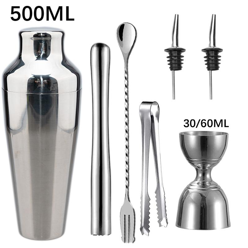 500Ml New Cocktail Shaker Set Stainless Steel Bartender Kit Professional Cocktail Mixer Wine Martini Shaker Party Bar Tools
