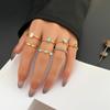 Colorful Stone Rings Set for Women Girls Trendy Metal Geometric Square Round Rings Jewelry Gifts Accessories