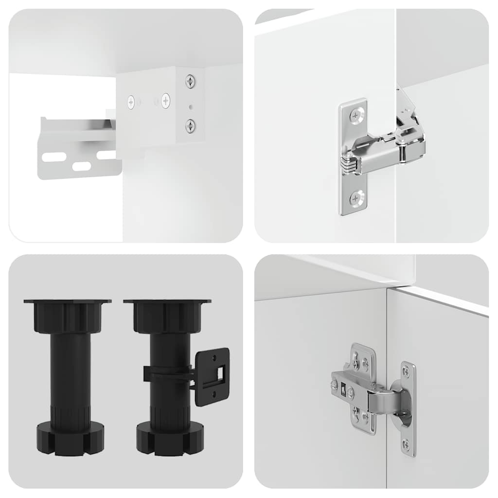 11 Piece Kitchen Cabinet Set Kalmar High Gloss White Wood Based Panel