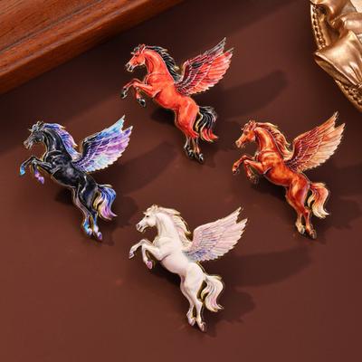 Horse Brooch Enamel Flying Horse Design Badge Year of Horse Zodiac Pin Outfit Bag Decoration Badge Gift
