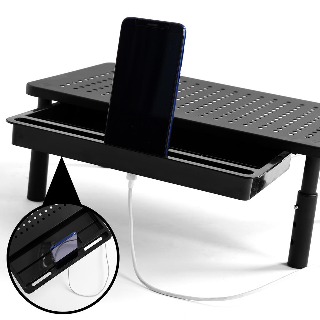 NANKIN black laptop monitor stand + drawer
