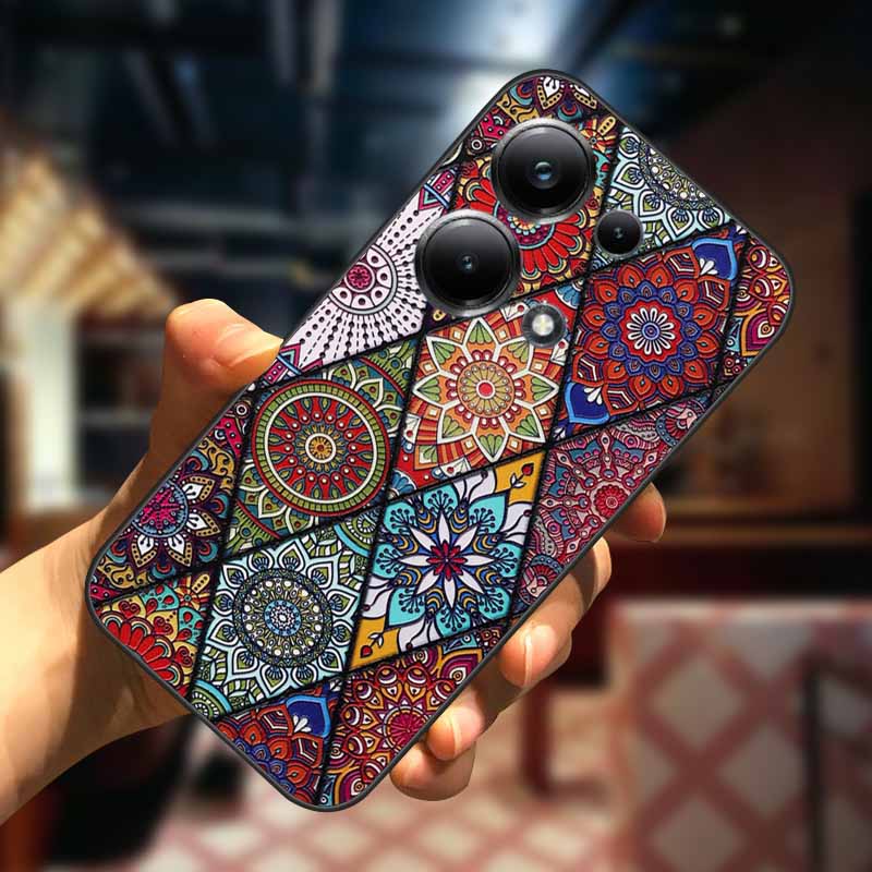 For Xiaomi Redmi Note 13 13pro 5G Case 3D Relief Flower Emboss Soft Silicone Cover For Redmi Note 13 pro Plus Owl interest Cases