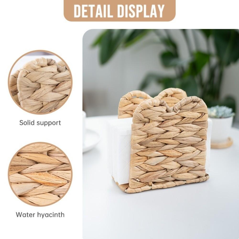 Rustic Style Grass Napkin Holder Natural Handmade Standing Tissue Dispenser Vintage Tabletop Tissue Rack Farmhouse Decor