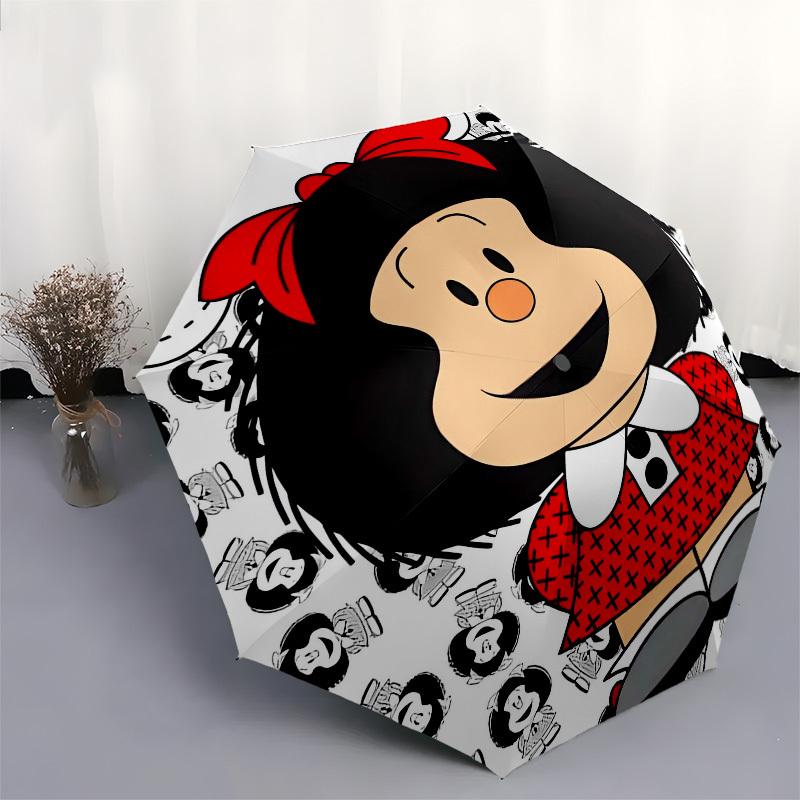 Mafalda, Cartoon Automatic Opening and Closing, 8 Rib Structure Portable Umbrella, Suitable for Men and Women In All Seasons Perfect Gift F