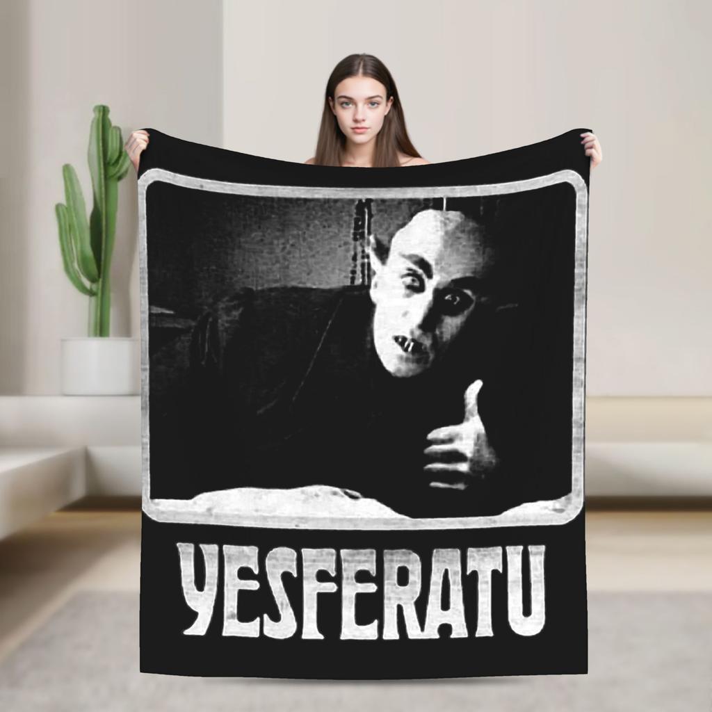 Black Metal Nosferatu Blanket Fuzzy Vintage Breathable Throw Blanket for Bed Sofa Autumn/Winter