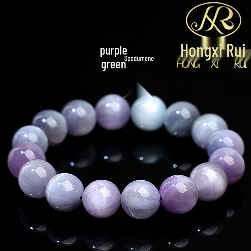 Natural Cat s Eye Lepidolite Bracelet - Purple & Green Round Bead Design 7mm per strand
