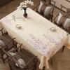 Waterproof Oil-Resistant Washable Cotton Linen Tablecloth Rectangle Floral Chinese Classic Style Dining Table Cover