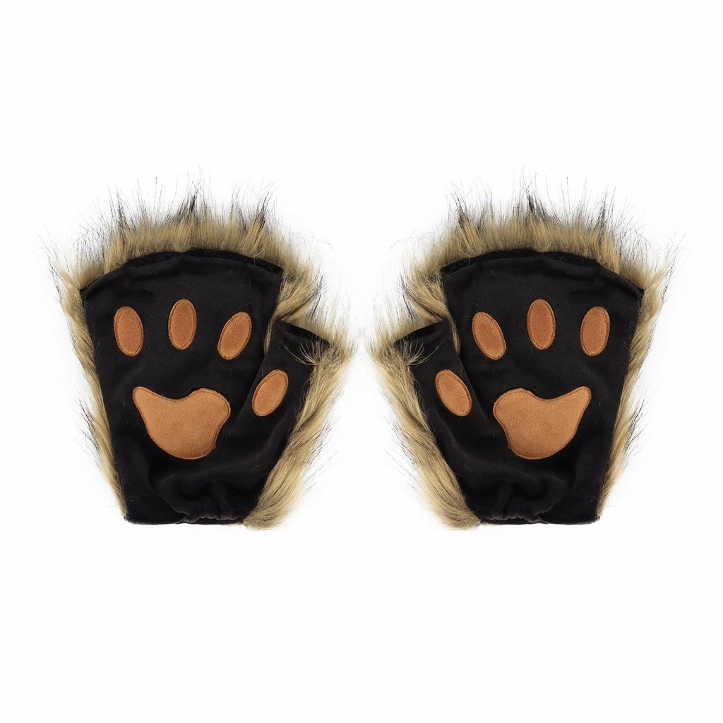 Costume Cosplay Gatto Maschera+Coda+Guanti Volpe Set Accessori Costume di Halloween Tema Lupo Therian Accessori per Travestimento