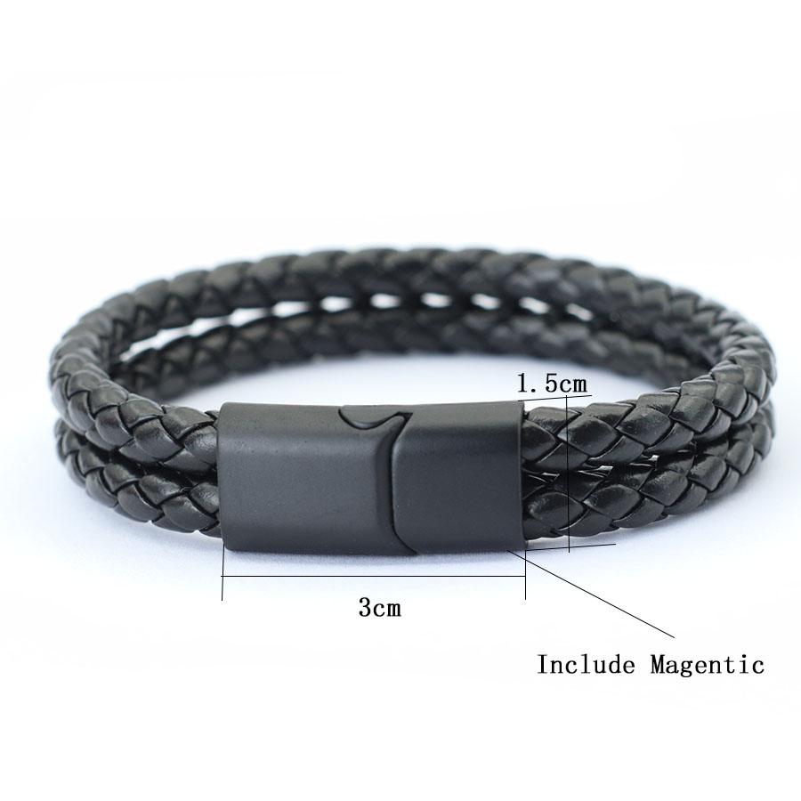 New Hiphop Mens Leather Bracelet Bangle Bilayer Detachable Magnet Buckle Leisure Pulseira Accessories Hombre Gift For Boyfriend