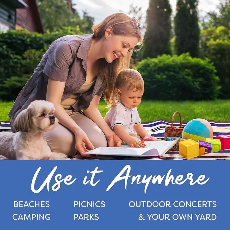 1pc Large Dual-Layer Nylon Picnic Blanket, Spring Summer Outdoor Handy Mat With Carry Handle, Ideal For Beach And Camping