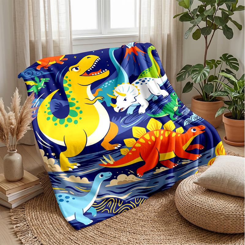 Cyberpunk Dinosaur Pattern Blanket Personalized Name Flannel Blanket Soft Cozy Plush Throw for Sofa Bed Lightweight Home Decor