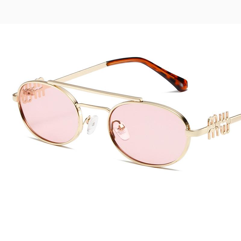 Metal Double Bridges Oval Frame Sunglasses Women Men Punk Fashion Designer Outdoor Driving Summer Traveling Sun Glasses UV400