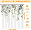 Watercolor Plant Eucalyptus Leaves Shower Curtain,Bathroom Shower Curtains Bathtub Home Decor Waterproof Fabric Machine Washable