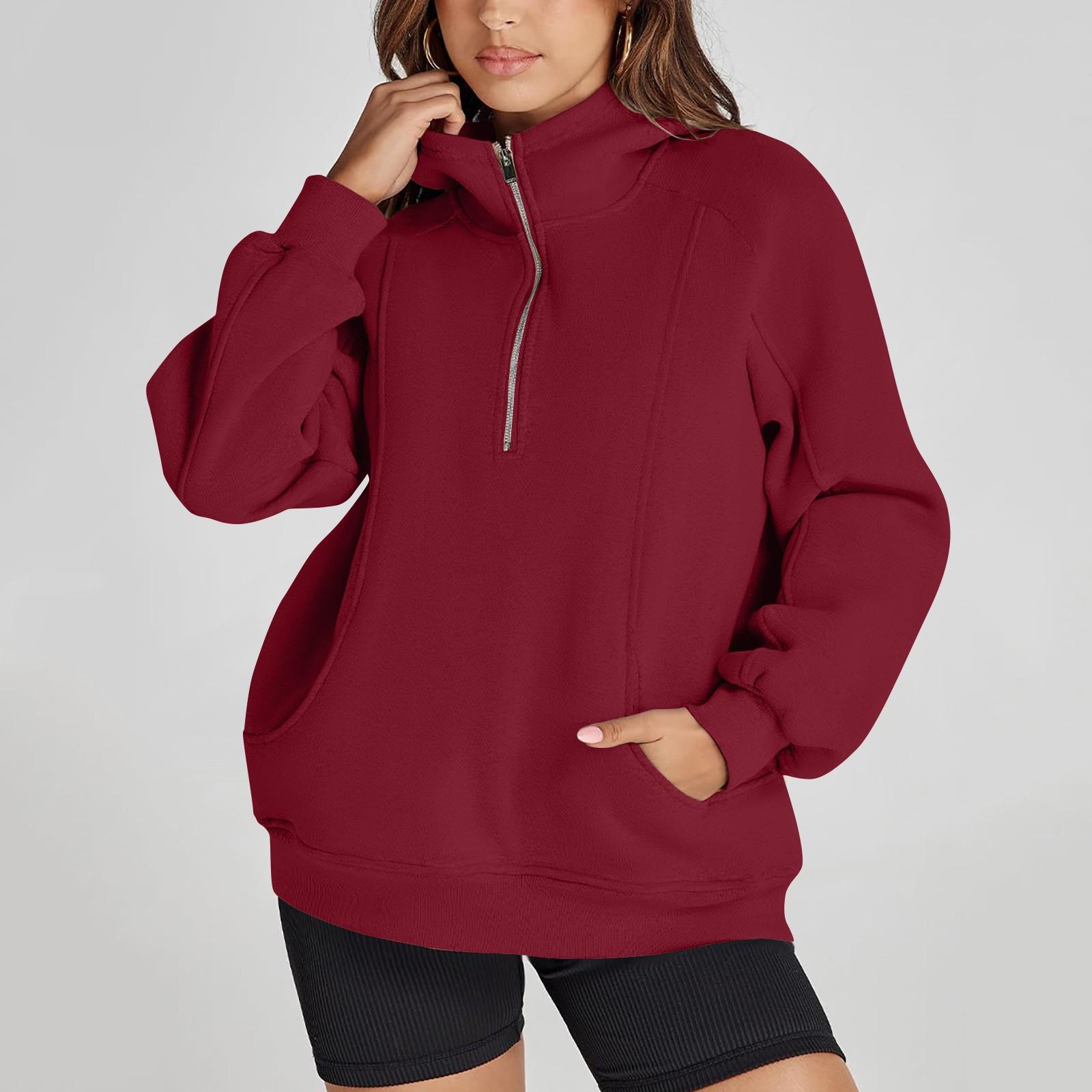 

Женские толстовки с капюшоном, свободные толстовки с короткими рукавами и застежкой-молнией, повседневные толстовки с капюшоном и длинными рукавами XL винный