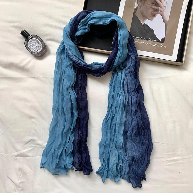Scarf Women's Winter High-end Sense New Warm and Cold-proof Scarf Versatile Solid Color Crumpled Scarf Shawl