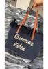 Women's Large Capacity Canvas Tote with Embroidered Letters - Braided Beach & Shoulder Handbag