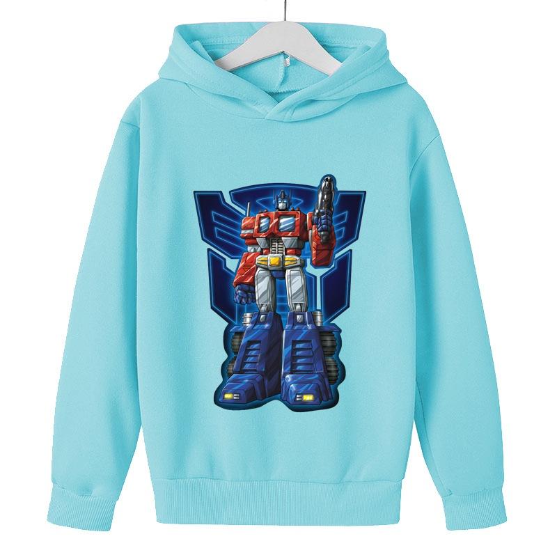 Boys Transformers Optimus Prime Print Hoodies Long Sleeves Cartoon Sweatshirt Baby Children Clothing Cool Pullovers Kids Street Wear