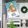 Hello Winter Garden Flag -  Double-Sided Polyester Outdoor Flag with Reindeer & Gingerbread Man Design for Yard/Lawn Decoration, No Electricity Needed