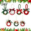 Christmas Tree Pendant Mini Wreath Ornament, Miniature Artificial with Bow, Holiday Hanging Decorations Pinecone, Xmas for Party Handmade Ornaments