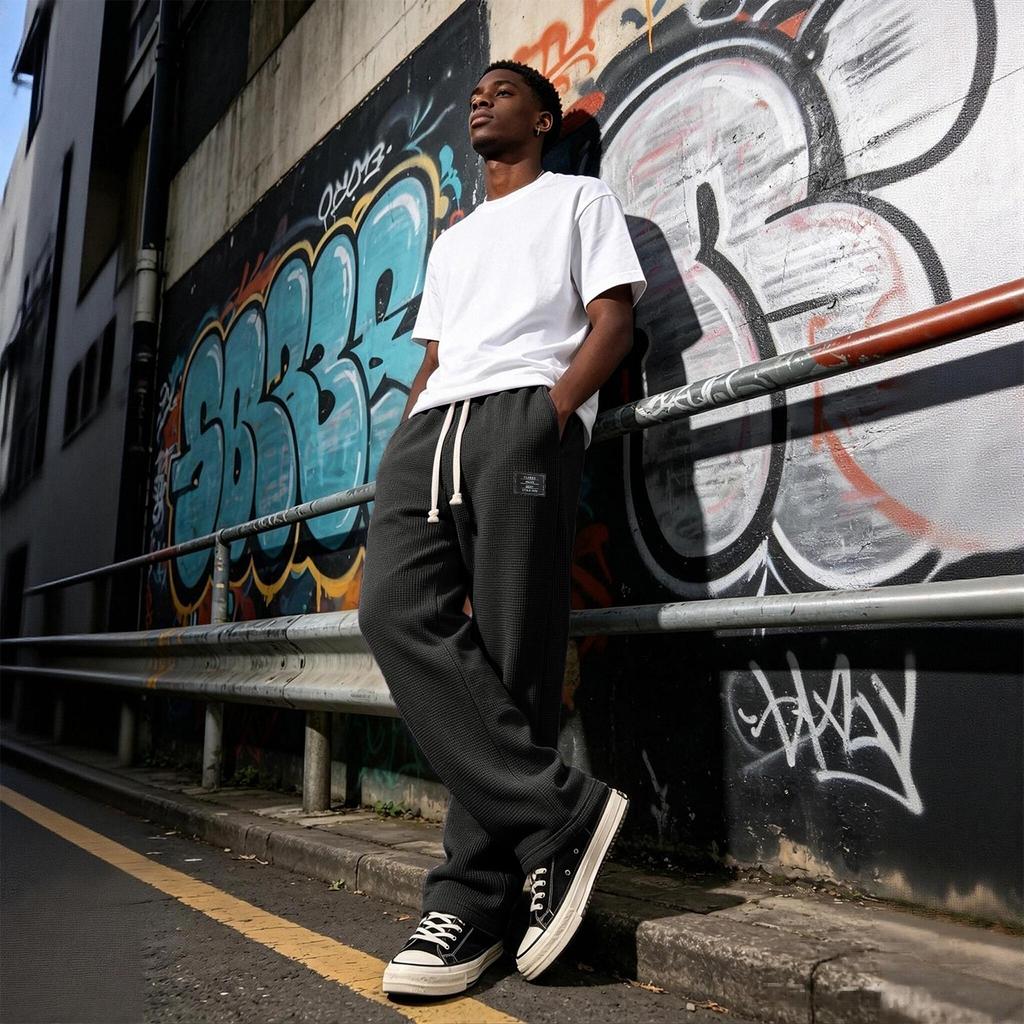 Men's Knit Pants Long Length Casual Trendy Versatile Trousers for Everyday Wear