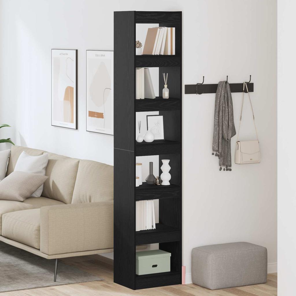 Bookshelf Black Oak Effect 40 x 30 x 198 cm Engineered Wood