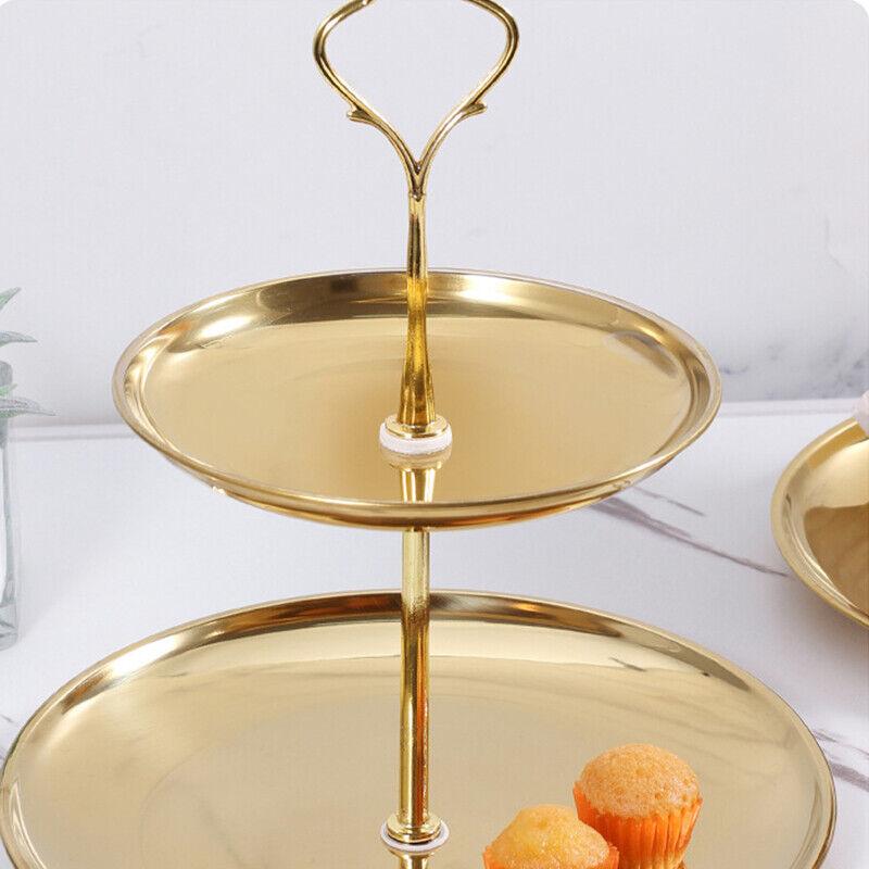 2/3 Layer Stainless Steel Cake Tray Birthday Wedding Party Snack Display Rack Restaurant Detachable Dessert Rack Fruit Plate