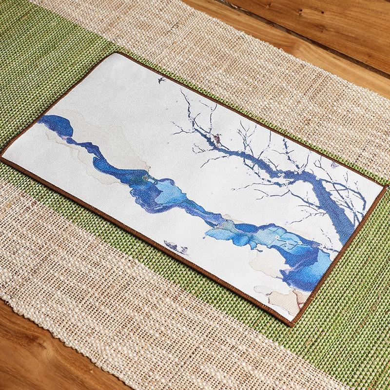 1Pc 16x29cm Colored Tea Towel Teahouse Household Creative Antique Absorbent Suede Tea Mat Printing China-Chic Tea Cloth