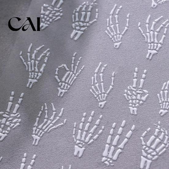 Holiday Party Nail Decals Halloween 3D Embossed Stickers, Skeleton Hand Pumpkin Spider Bat Gothic Manicure Art Decals, Decoration for Decor Sticker