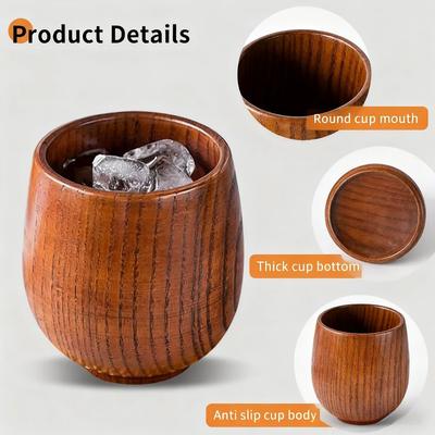 Holz-Teetasse Tragbar Bruchsicher Wasserbecher Whiskey-Kaffeebecher Geeignet für Outdoor-Camping-Picknick Hausgetränke Weingläser