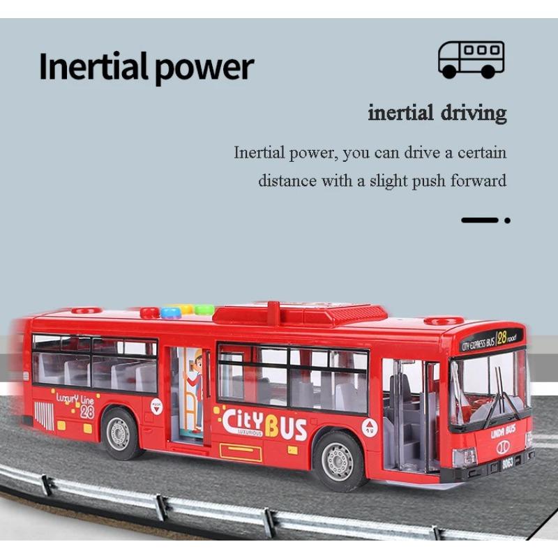 High Quality Simulation Bus Large Size Drop-resistant Light Music Inertia Bus Model Pull Back Car Educational Toys Gifts