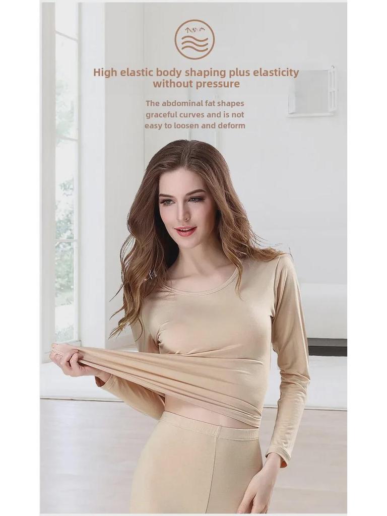 Women's Pure Cotton Long-Sleeve Thermal Sweater - Round Neck, Autumn/Winter Warm Top