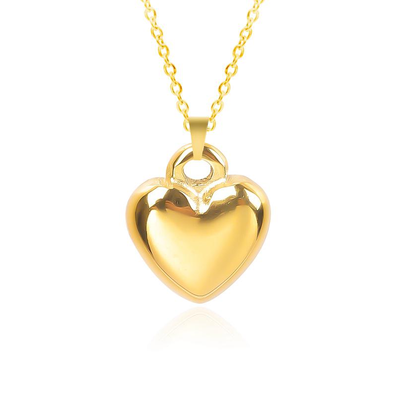 18k Gold-Plated Stainless Steel Heart Necklace - Elegant DIY Jewelry Accessory