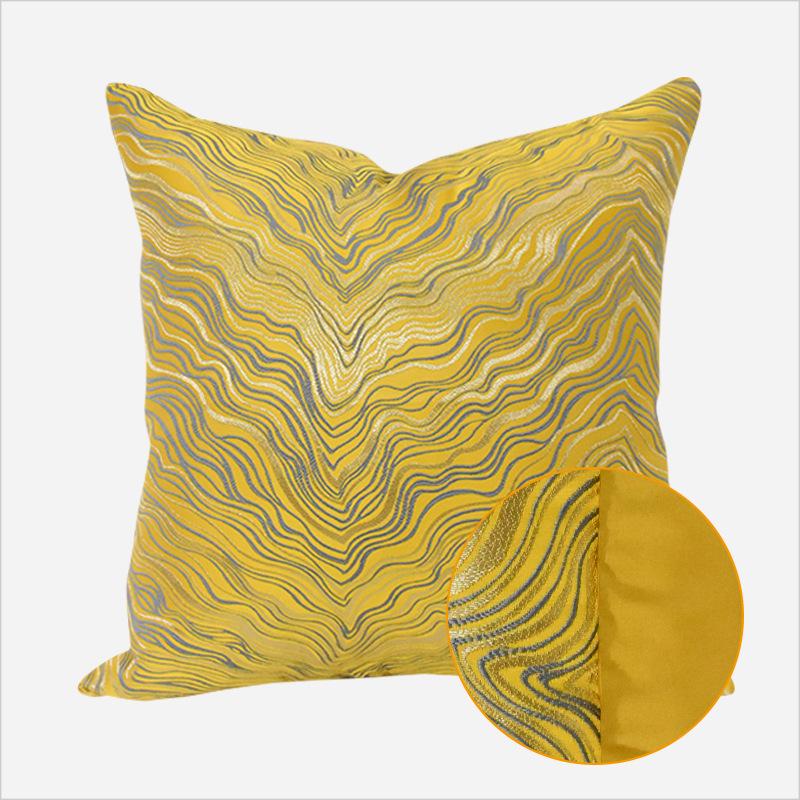 Yellow Wave Pattern Throw Pillow Cover - Modern Luxury for Sofa or Bed