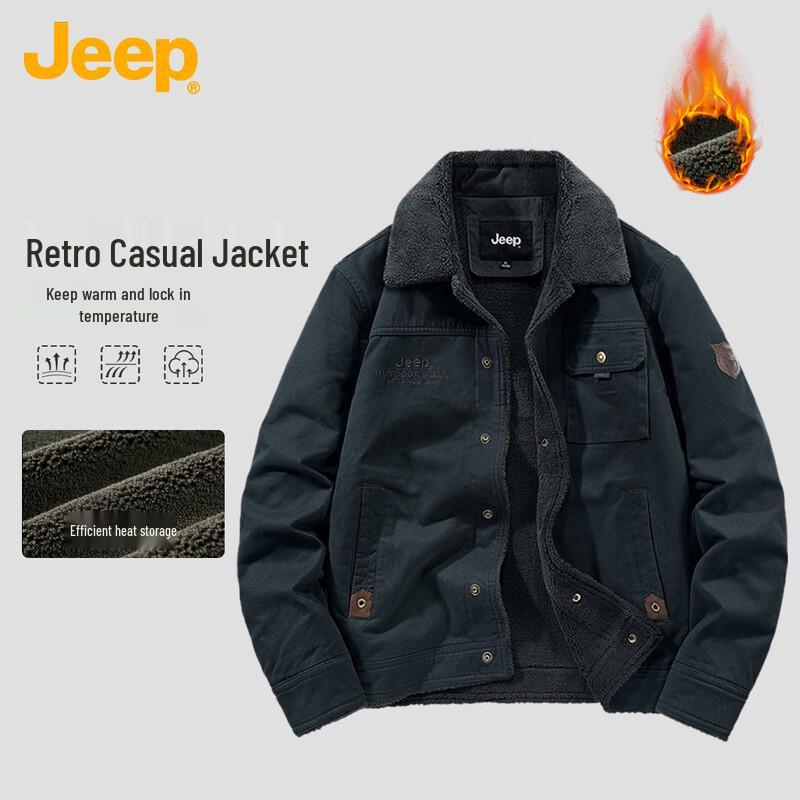 

JEEP Men s Japanese Retro Lapel Thickened Workwear Jacket 4XL